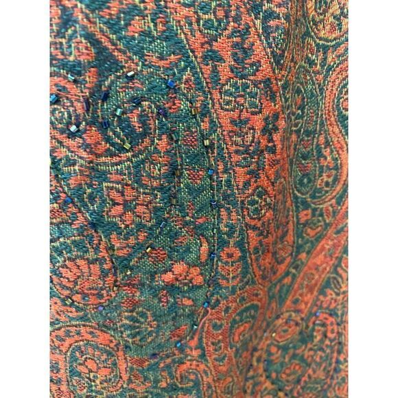 Nouveaux Vintage Skirt  Straight Pencil Lined Beads Paisley - Picture 4 of 10